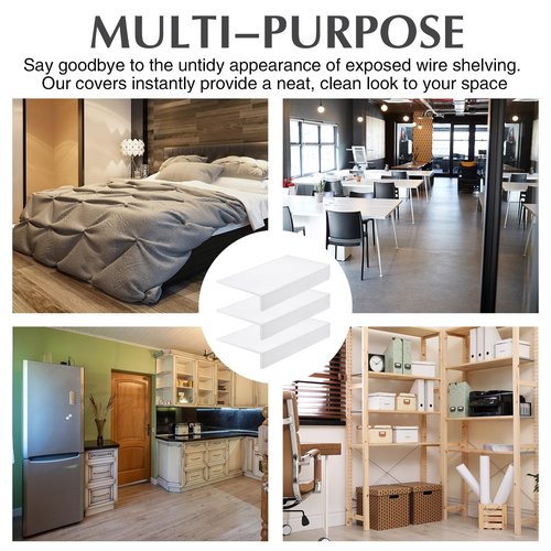 Hoolerry 3 Sets Wire Shelf Covers Wood Wire Rack Covers for Shelving Pantry Closet Removable Closet with 18 Grain Stickers for Pantry Home and Kitchen Organization(24 x 12 Inch,White)