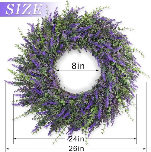 Eucalyptus & Lavender Wreath by [Brand Name] - 26'' Large Artificial Floral Decor for All Seasons | Purple
