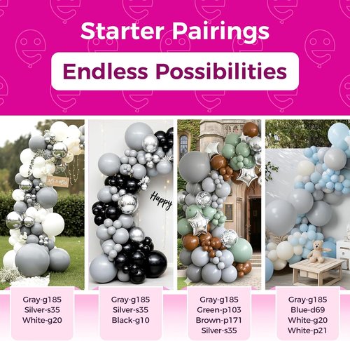 Bezente Gray Latex Party Balloons - 150 Pack 5-Inch Matte Pastel Grey Helium Balloons for Celebrations