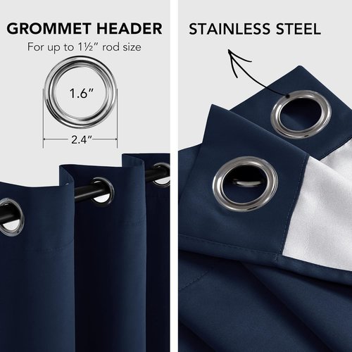 Deconovo Blackout Curtains - Thermal Insulated Room Darkening Drapes | Navy Blue, 52W x 84L, 2 Panels