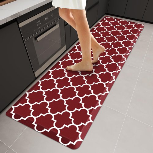 WISELIFE Anti Fatigue Floor Mat - 4/5 Inch Thick Kitchen Mat Non Slip Waterproof Heavy Duty Ergonomic Comfort Mat Durable for Home, Office, Sink, Laundry,(22" x 72", Red)