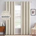 MIULEE 100% Blackout Linen Textured Curtains - Thermal Insulated Cream Drapes | 52 x 72 Inch (2 Panels)