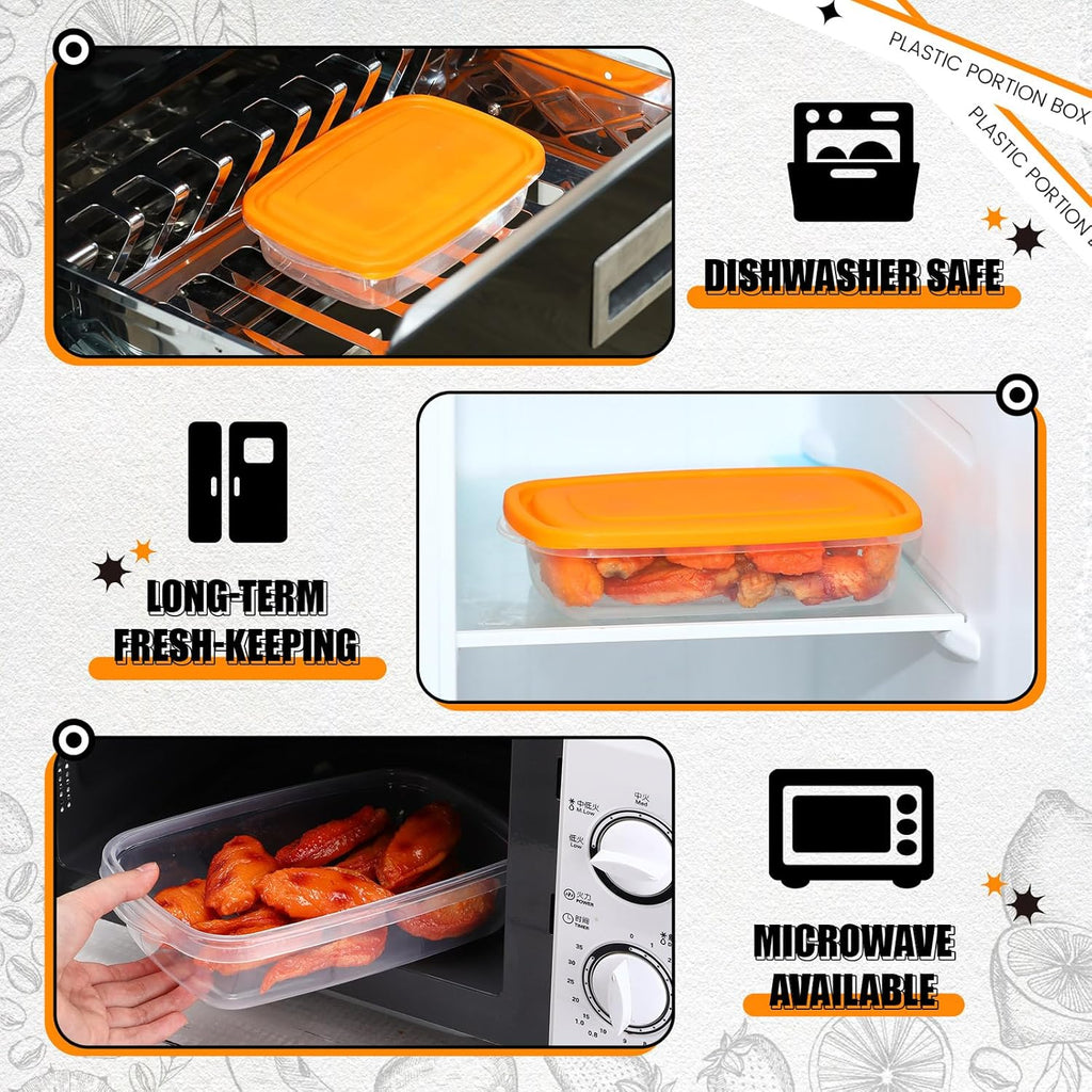 Qinyoung 18-Piece Plastic Food Storage Containers - 33 Oz | Stackable, Microwave & Dishwasher Safe (Orange)