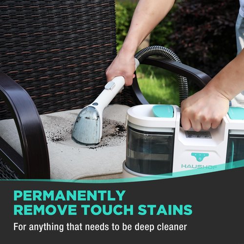 HAUSHOF Cordless Carpet & Upholstery Cleaner, Lightweight Deep Fabric Cleaner Machine with Brushless Motor & Powerful Suction for Pet Stains, Couch, Rug, Car Seats, Spot & Stain Cleaner Included