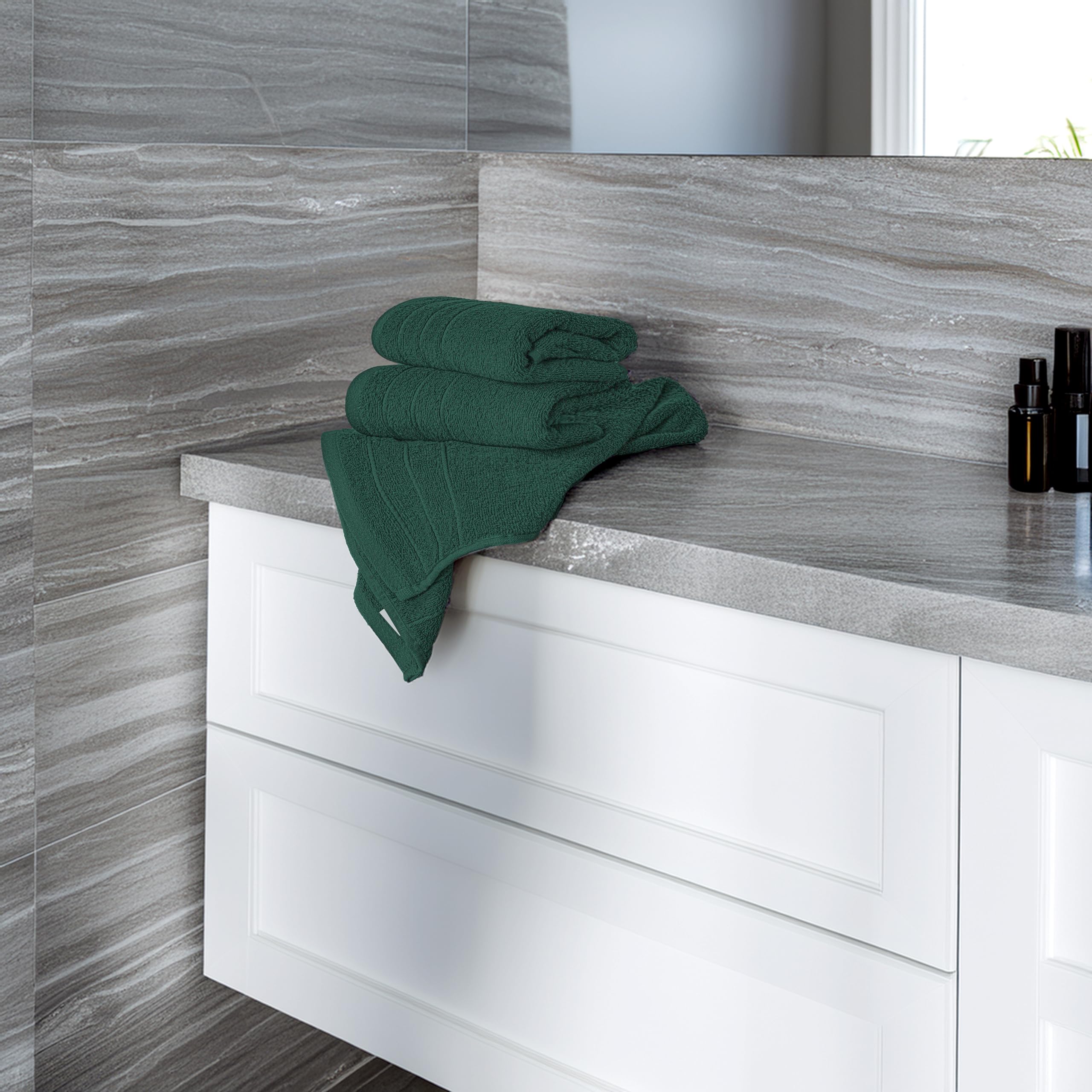 Tens Towels Pack of 6 Hand Towels, 100% Cotton, Lighter Weight, Quick to Dry, 16 x 28 Inches, Super Soft & Absorbent, Perfect for Bathroom & Kitchen (Hunter Green)