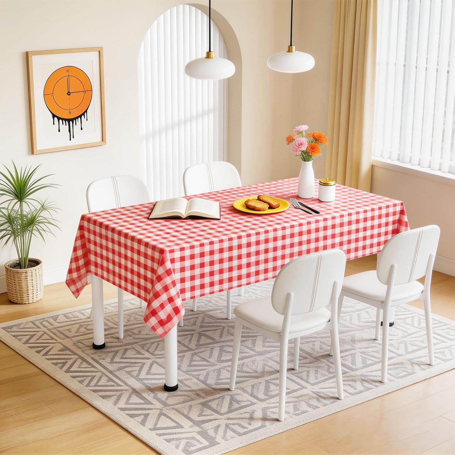 VAIPI Disposable Tablecloths - 12 Pack Pastel Plaid Gingham for Easter Parties | 108 x 54 Inch