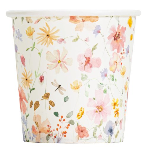 Crisky 3oz Paper Cups Dixie Cup[100 Pack], Disposable Bathroom Cups, Elegant Design Floral Small Mouthwash Cup, Hot/Cold Beverage Coffee, Dessert for Birthday Parties, Home-use, Picnics, Ceremonies