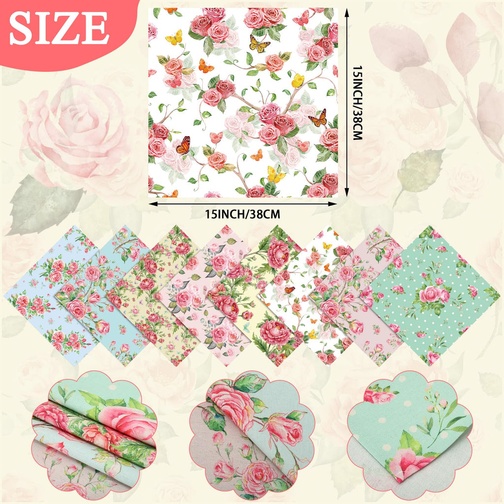 VitalCozy Cloth Napkins-15 x 15 Inch Soft Fabric Napkins Bulk Cloth Washable Reusable Plants Floral Square Napkin Cotton Dinner Towel for Spring Tea Party(Pink Flower,24 Pcs)