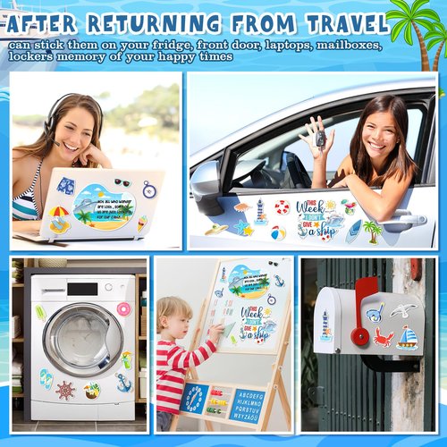 27pcs Cruise Door Magnets Decorations, Summer Funny Ship Door Magnets Sea Navigation Magnetic Stickers Anchor Ship Cabin Decorations for Carnival Cruise Refrigerator Car Door
