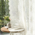 MIULEE Vintage Lace Curtains - 84-Inch Long Floral Scalloped Semi-Sheer Panels | Ivory, 52" W x 84" L
