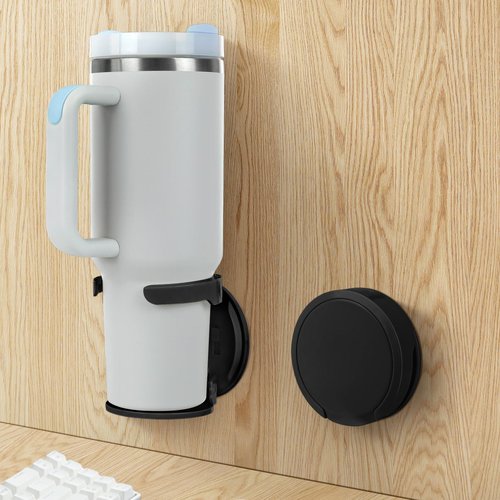 Water Bottle Holder Compatible with Stanley, Hydroflask, Sinple Midern, Stable and Durablee Wall Cup Holder, Space Saving Tumbler Organizer Storage for Drinks and Coffee (2, Black)