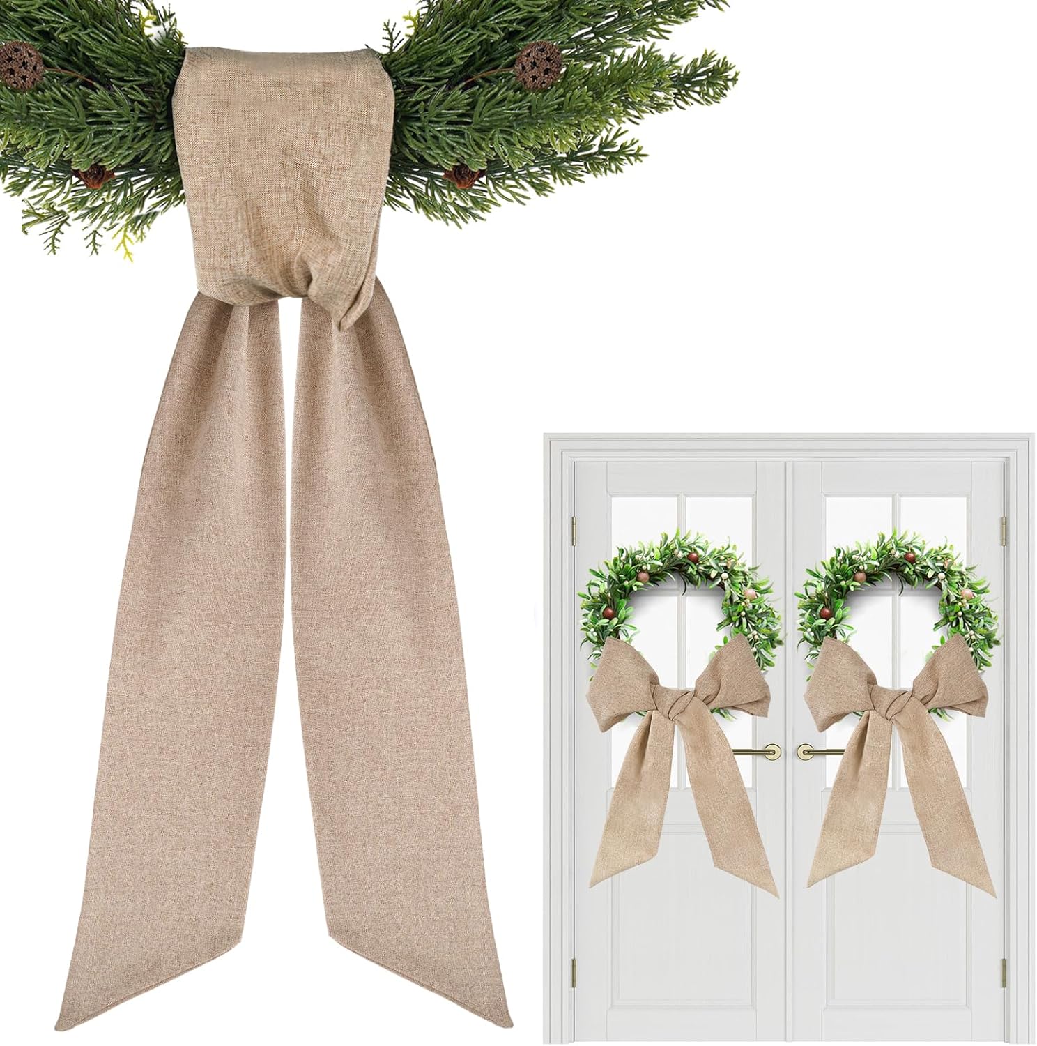Rustic Wreath Sash by [Brand Name] - 2 Pcs 55.5 Inch Blank Sashes for Farmhouse Door Decor