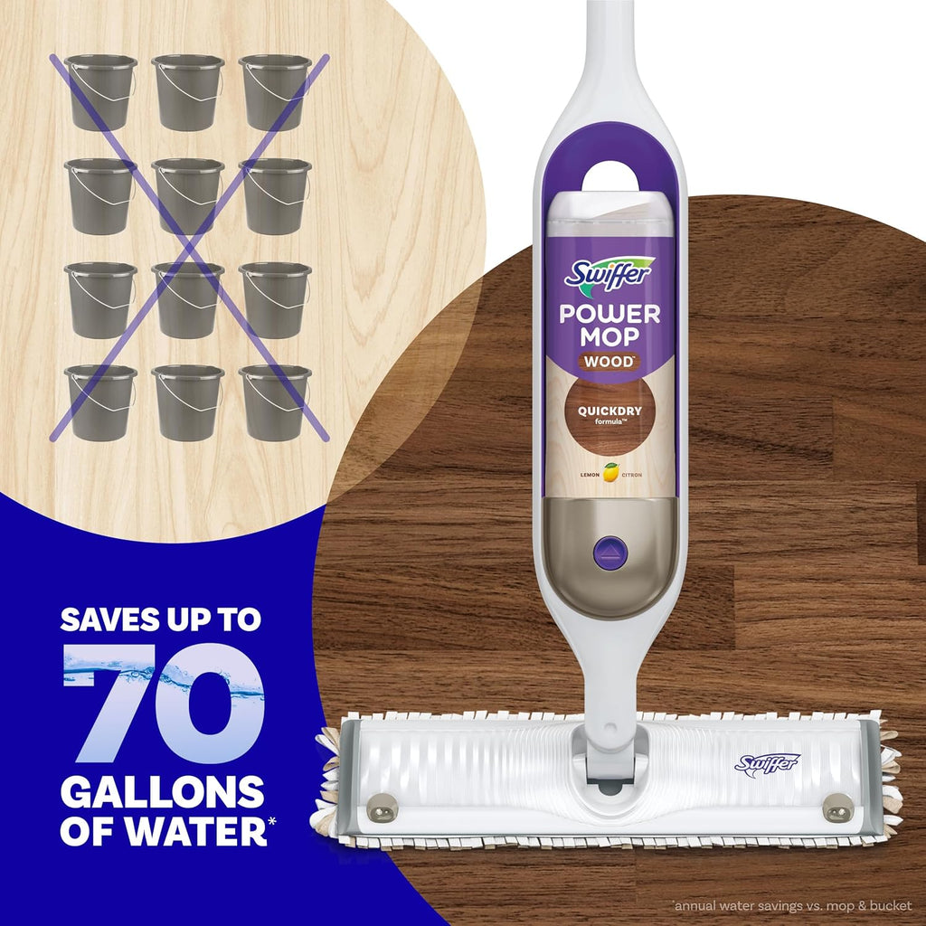 Swiffer Power Mop Solution - Quick-Dry Hardwood Floor Cleaner | All-Purpose Multi-Surface, 50.6oz