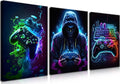 BGFCE Cool Gaming Canvas Wall Art - Retro Video Game Watercolor Posters | Framed Set of 3, 12x16 in