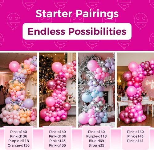 Bezente Pearl Pink Balloons - 100 Pack 12-Inch Round Helium Balloons for Girl's Birthday & Gender Reveal Decor