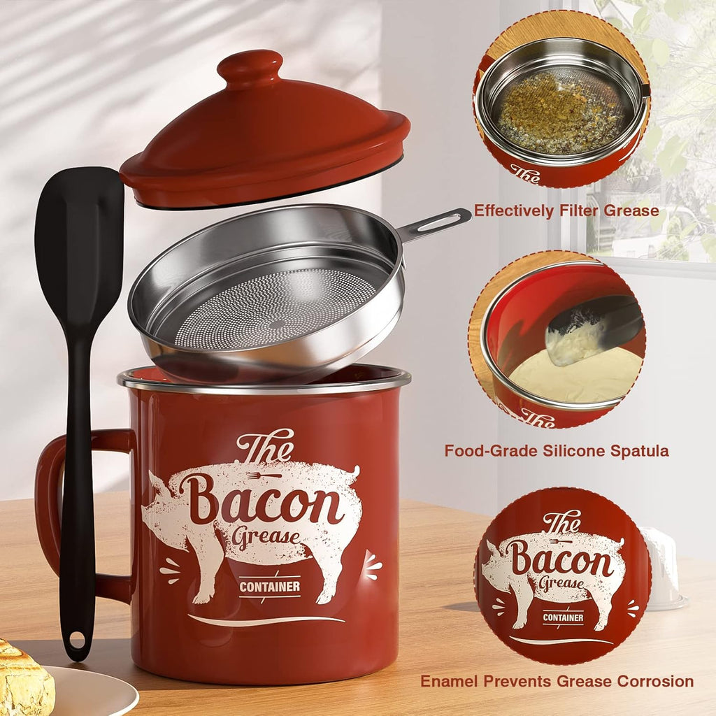 Skiennix Meat Chopper - Efficient Black Design with 46OZ Red Bacon Grease Container