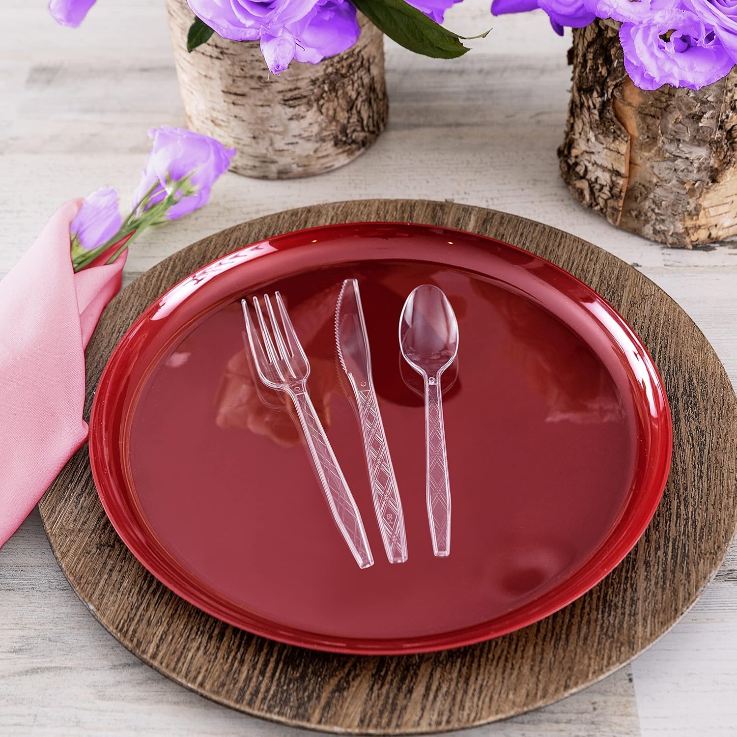 PARTY BARGAINS Argyle Settings Clear Plastic Cutlery Set 720‑Piece – 360 Forks, 240 Spoons, 120 Knives – Heavy‑Duty Disposable Utensils for Parties, Weddings, Buffets, BBQs & Catering – BPA Free
