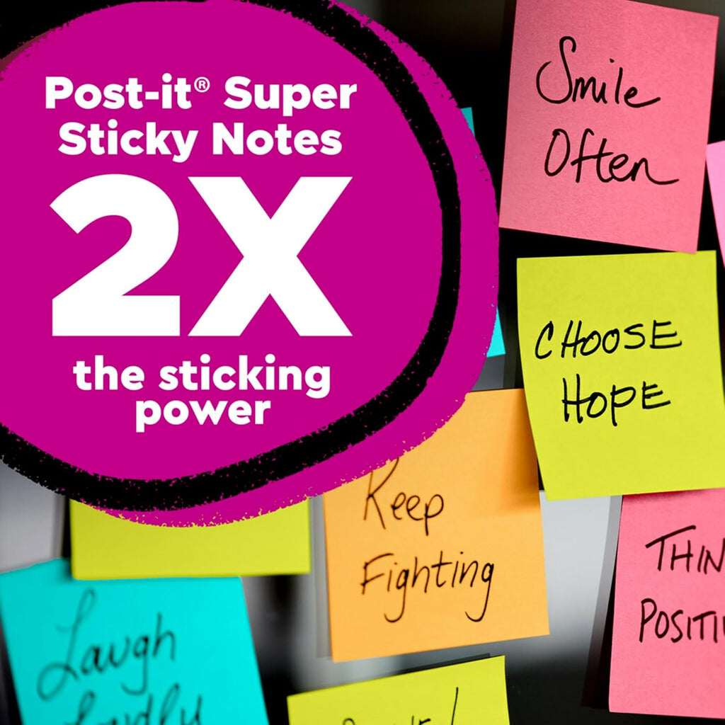 Post-it Super Sticky Notes - 24 Pads, 3 x 3 In. | Supernova Neons Collection with 2X Sticking Power
