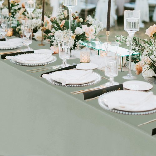 Fitable 6 Pack Sage Green Rectangle Table Clothes - 90 x 156 Inch - Wrinkle and Stain Resistant Fabric Tablecloths, Washable Polyester Table Covers for Wedding, Party, Banquet, Formal Events