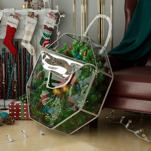Homyfort 24" Christmas Wreath Storage Container - Waterproof Heavy Duty Wreath Bag with Reinforced Handles, Transparent PVC Wreath Holder for Xmas Holiday Seasonal Wreath Garland