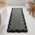 Uphome Bathroom Runner Rug, 24x60 Large Gray Black Absorbent Bath Mat Non Slip Washable, Soft Scalloped Irregular Plush Microfiber Bath Runner for Floor, Bathtub, Sink