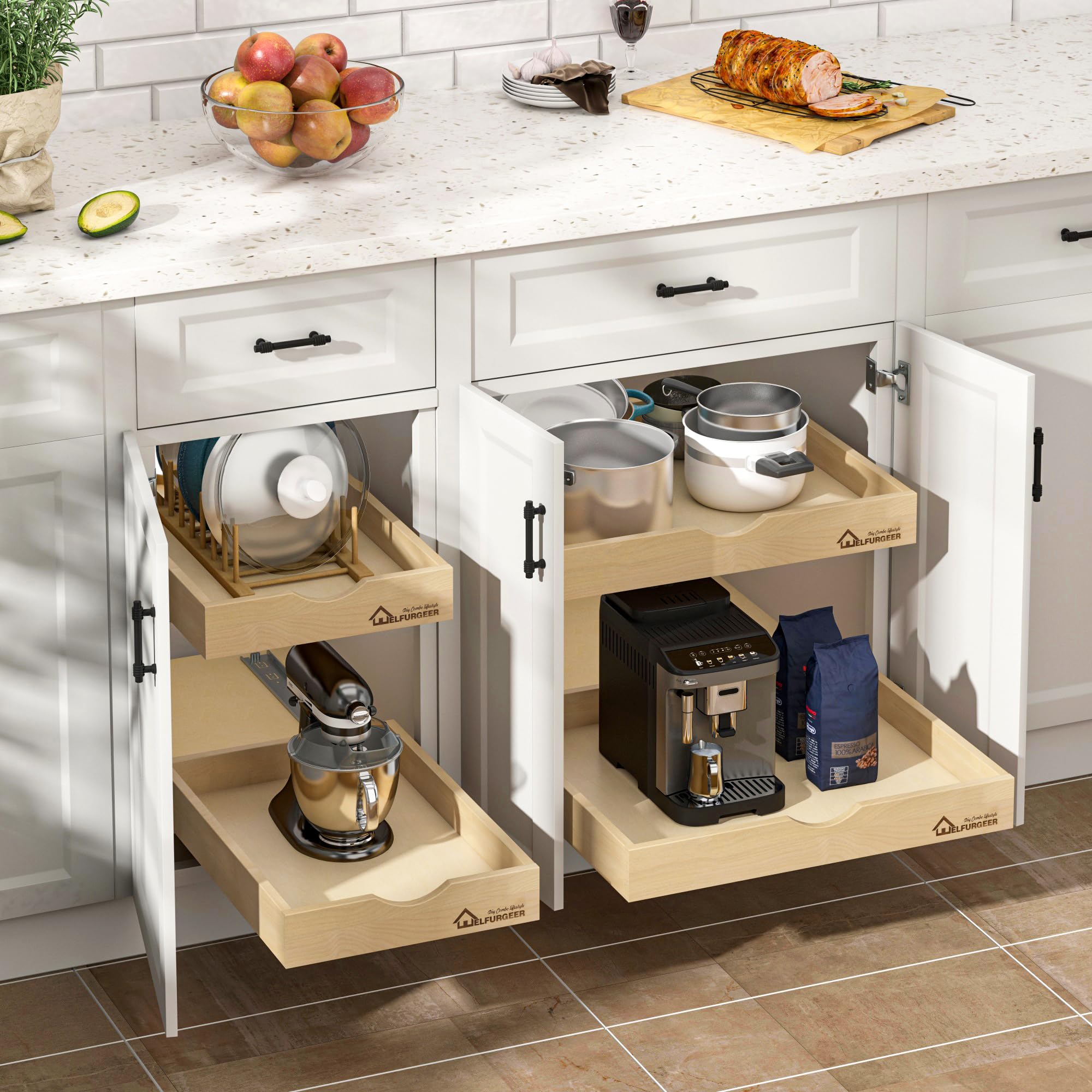 WelFurGeer Soft Close Pull Out Drawers for Cabinets, 20" W x 21" D Pull Out Cabinet Drawer with Heavy Duty Slides, Pull Out Cabinet Organizer, Cabinet Drawers Slide Out, Pull-Out Home Organizers