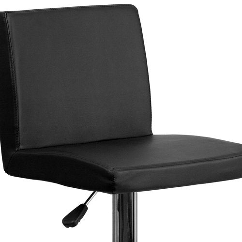 Flash Furniture Contemporary Black Vinyl Adjustable Height Barstool with Panel Back and Chrome Base (Pack of 1)