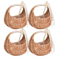 RXMORI 4PCS Flower Girl Basket with Ribbon,Woven Flower Hand Baskets Rattan Baskets Willow Basket with Handles,Willow Handwoven Basket for Wedding Banquet Party Supplies