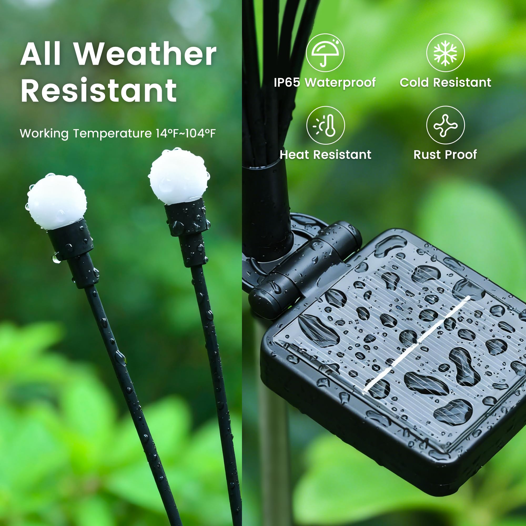 PATIOPIA Solar Garden Lights Swaying, 20 LED Firefly Lights Outdoor Waterproof, Garden Decor Solar Lights Outdoor for Yard Porch Patio (2 Pack Multi-Colored)