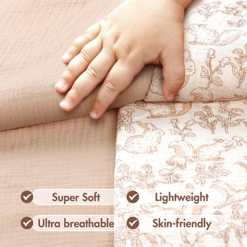 ANYEDDE Muslin Minky Baby Blanket for Boys and Girls - 2 Pack Soft Baby Blankets, Nursery Minky Blankets with Muslin Cotton Front and Dotted Fleece Backing, Cozy and Lightweight Newborn Blanket