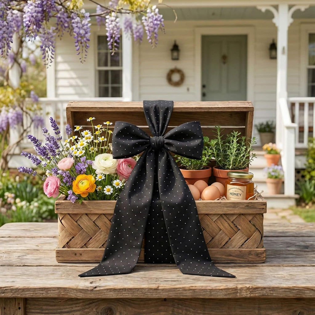 YKW Black Rhinestone Wreath Sash - 54x5 Inch Sparkle Ribbon for Christmas & Wedding Decor