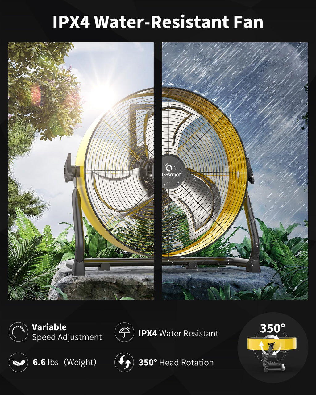 Airvention 15600mAh Rechargeable Battery Operated Drum Fan, 12 inch Yellow Industrial High Velocity Floor Fan, Shop Fan for Camping Gym Garage Outdoor Indoor, AI-F600Y