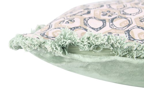 Creative Co-Op Let's Stay Home Reversible Rectangle Cotton Stamp Solid Back Lumbar Pillow, Green