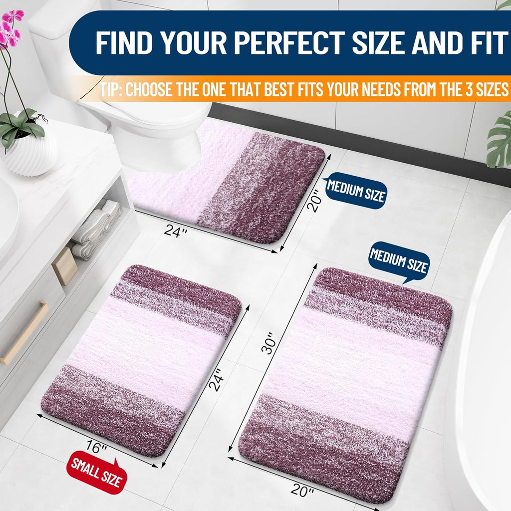 OLANLY Bath Rugs Mat - Extra Soft Microfiber, Quick Dry, Machine Washable | 24x16 Inches, Mauve