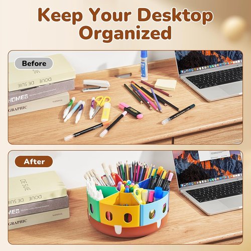 GAMENOTE Rotating Art Supplies Organizer - Lazy Susan for Kids' Desk & Classroom Storage | Large Size