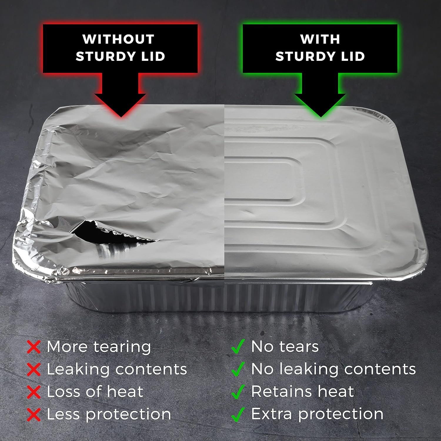 NYHI 9x13 Aluminum Pans With Lids - Disposable Foil Catering Trays for Baking & Roasting | 10 Pack