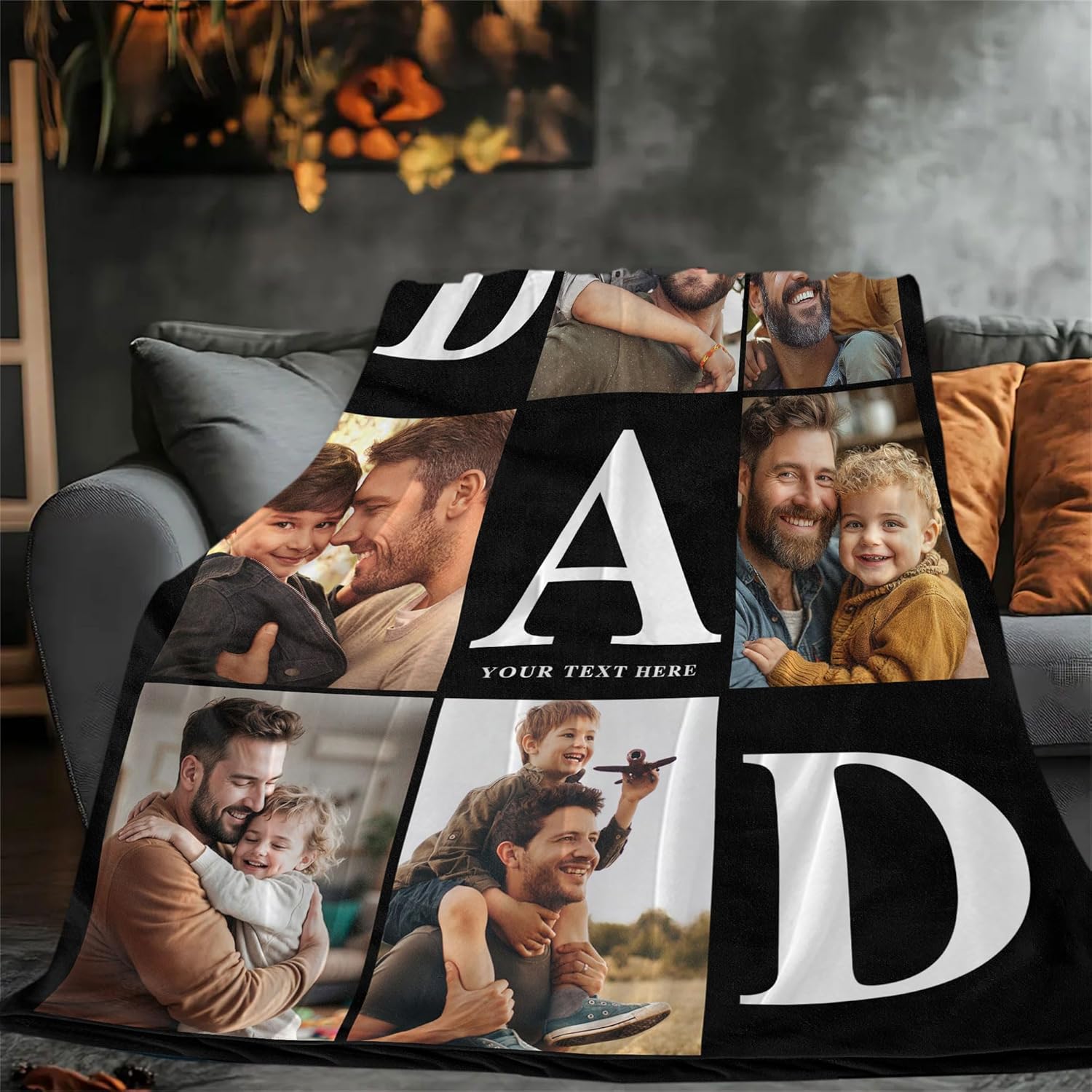 Regine Switzerland Personalized Father's Day Blanket - Custom Photo & Text Gift for Dad, Husband, Grandpa
