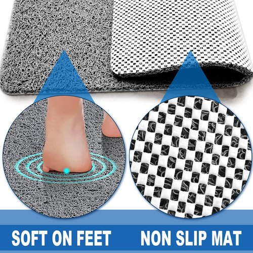 Shower Mats Non Slip for Elderly, 16x24’Lager Loofah Shower Mat, Loofah Bath Mats for Shower for Elderly-Grey