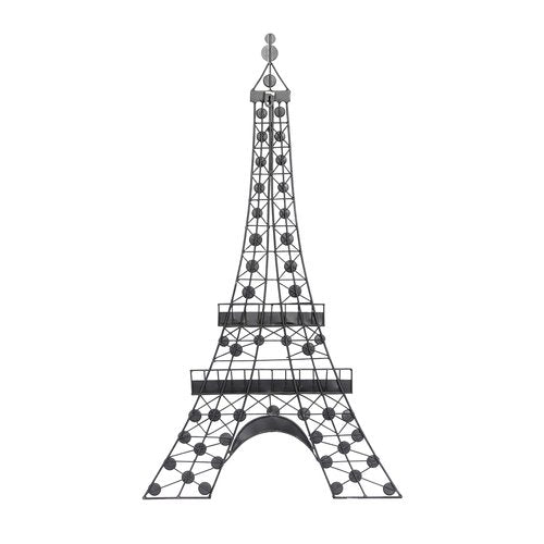 Deco 79 Metal Eiffel Tower Home Wall Decor 3D Wire Wall Sculpture with Crystal Embellishments, Wall Art 18" x 1" x 32", Black