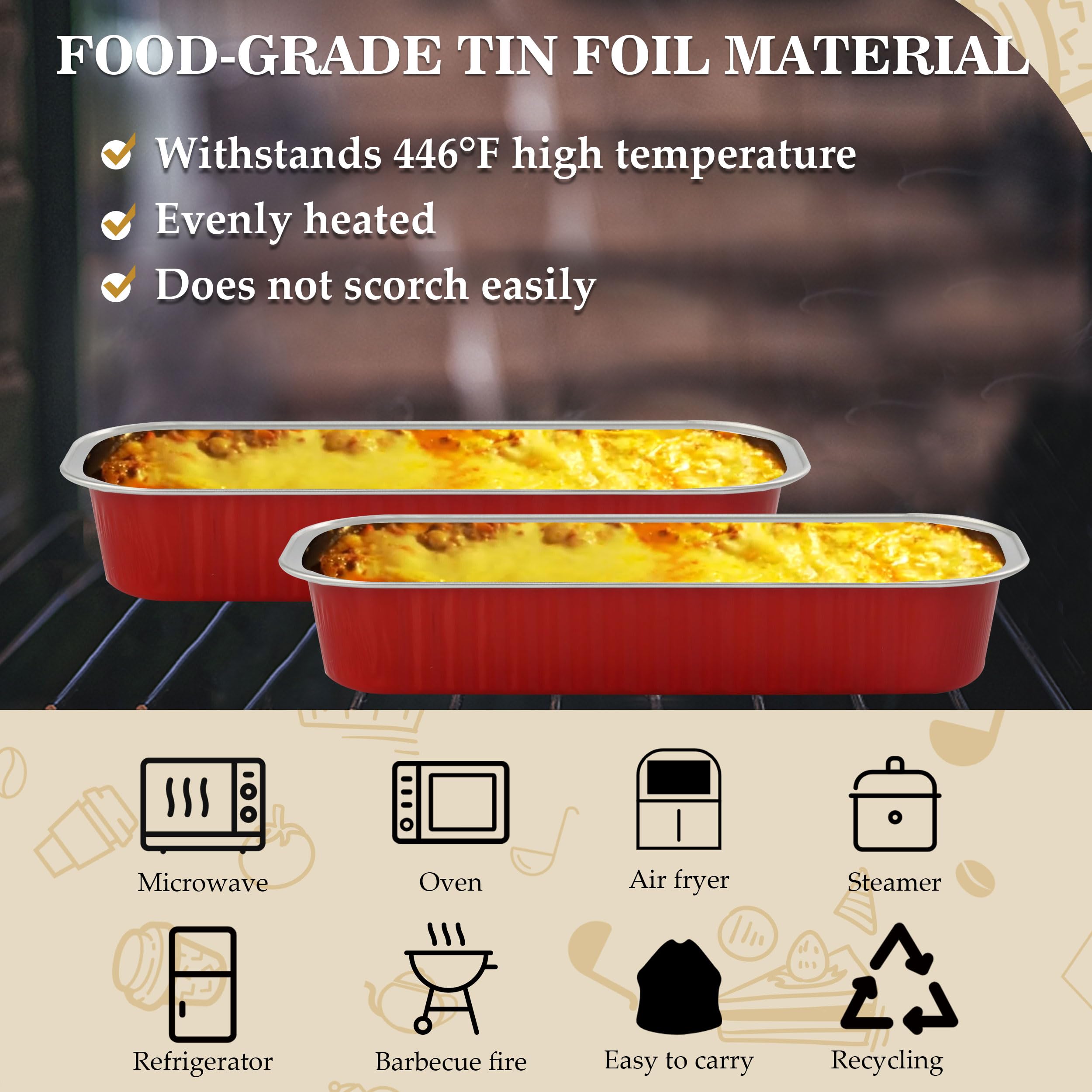 Mini Loaf Pans with Lids, BAKINGPAK 50PCS 6.8OZ 200ML Mini Cake Pans Disposable Aluminum Foil Cupcakes Pans with Lids for Halloween Party Birthday, Orange