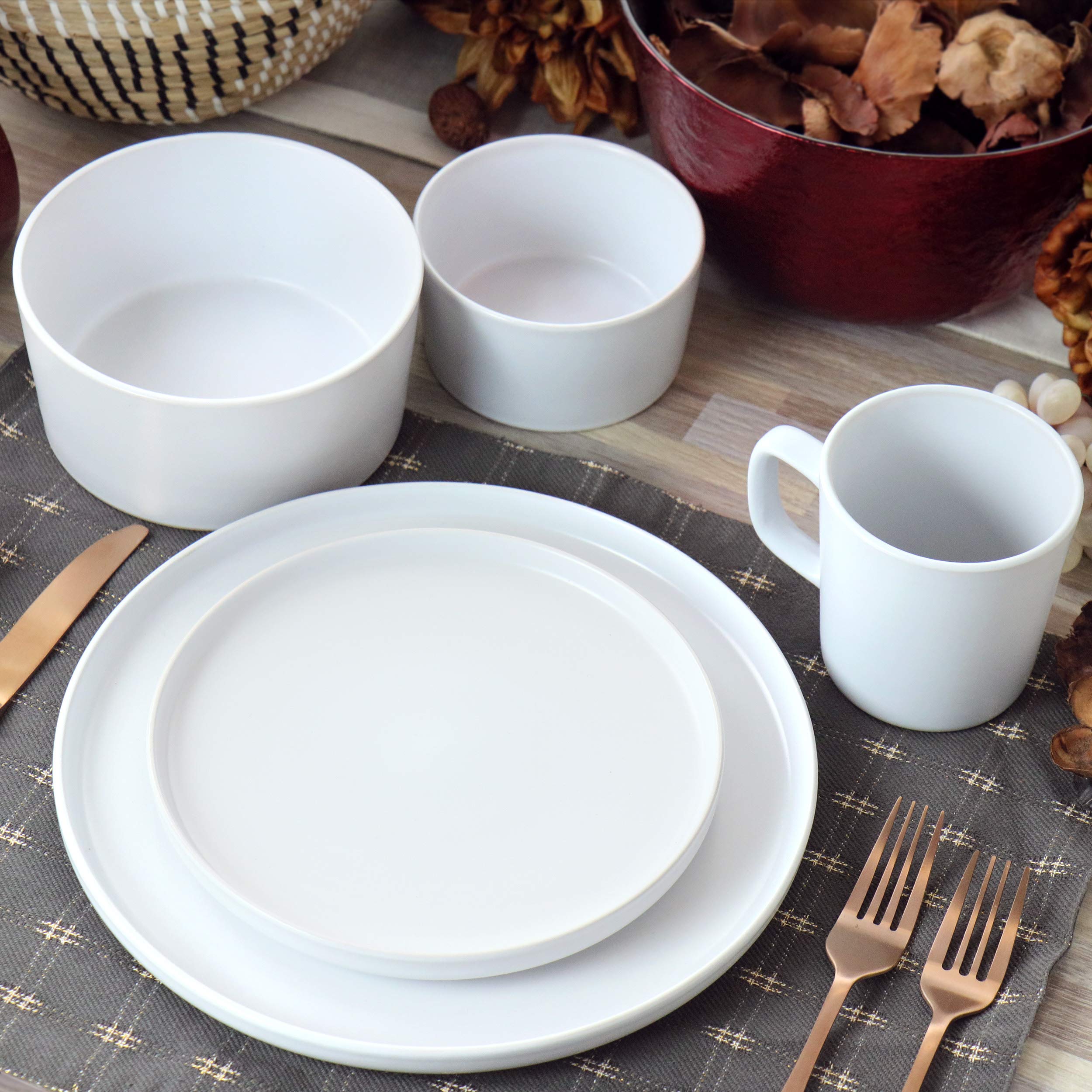 Elama Luxmatte Contemporary Dinnerware Set (1, White)