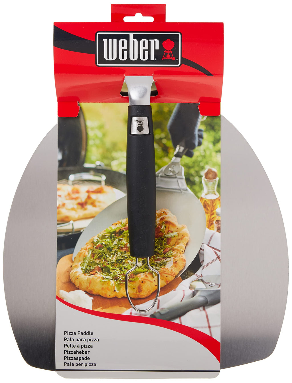 Weber Original Pizza Paddle – Stainless Steel Pizza Peel with Rotating Handle, Supports 12-Inch Pizzas up to 2.5 lbs, No‑Slip Grip & Hanging Loop