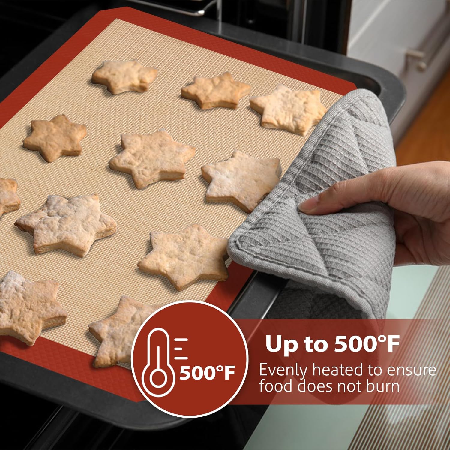 Skiennix Silicone Baking Mats - 3 Pack Non-Stick Oven Sheets for Easy Cleaning & Reusable Baking