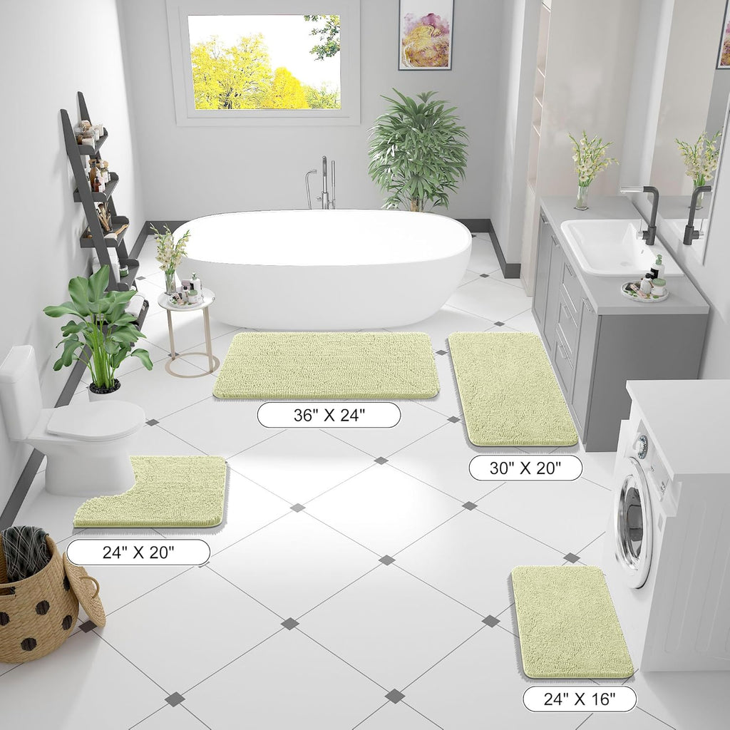 OLANLY Bathroom Rugs - Extra Soft Chenille Bath Mats | Quick-Dry, Machine Washable, 36x24, Vanilla