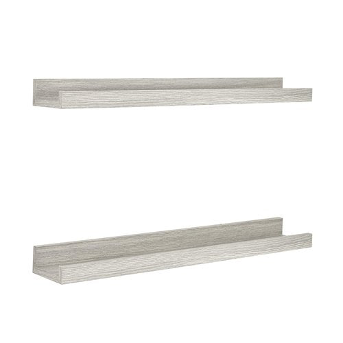 MCS Picture Ledge Shelf, Room Decor Floating Shelf, Gray Woodgrain, 23.75 Inch, Set of 2