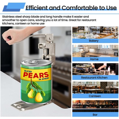 MoHern Commercial Can Opener Heavy Duty, Industrial Can Opener for #10 Cans, Manual Can Opener with Plated Steel Base for Restaurant, Food Store, Hotel, Bar, Home up to 11’’