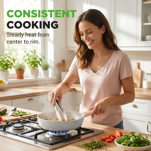 NutriChef 14-Piece pots and pans Set Ceramic Cookware Set - Induction Safe Pots and Pans with Glass Lids, Cool-Touch Handles, Dishwasher Safe, Includes Ladle, Tongs, Spatula, White