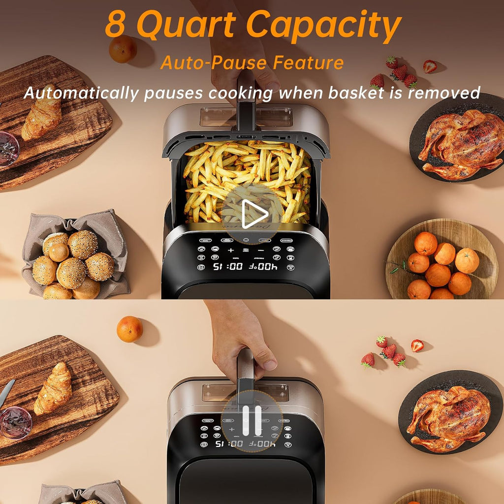 Panana Air Fryer 8.5QT - Quick & Easy Cooking with 10 Presets, LED Display & Touch Control