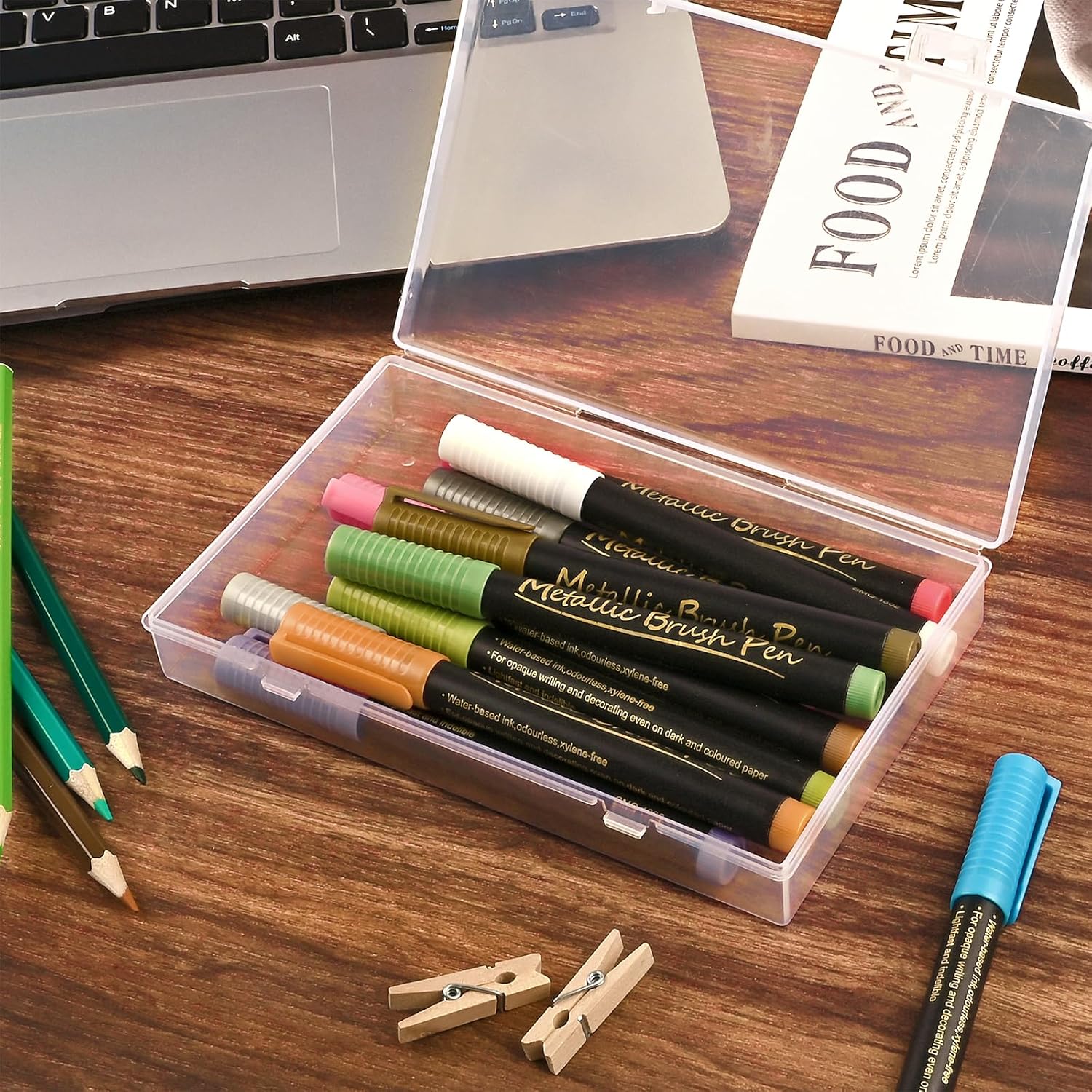 Regine Switzerland Mini Plastic Storage Containers - 24 Pack Clear Boxes with Hinged Lids & Labels for Crafts