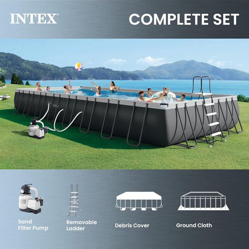 Intex Ultra XTR 32' x 16' Rectangular Above Ground Pool Set - Steel Frame, 2800 GPH Pump & Ladder Included